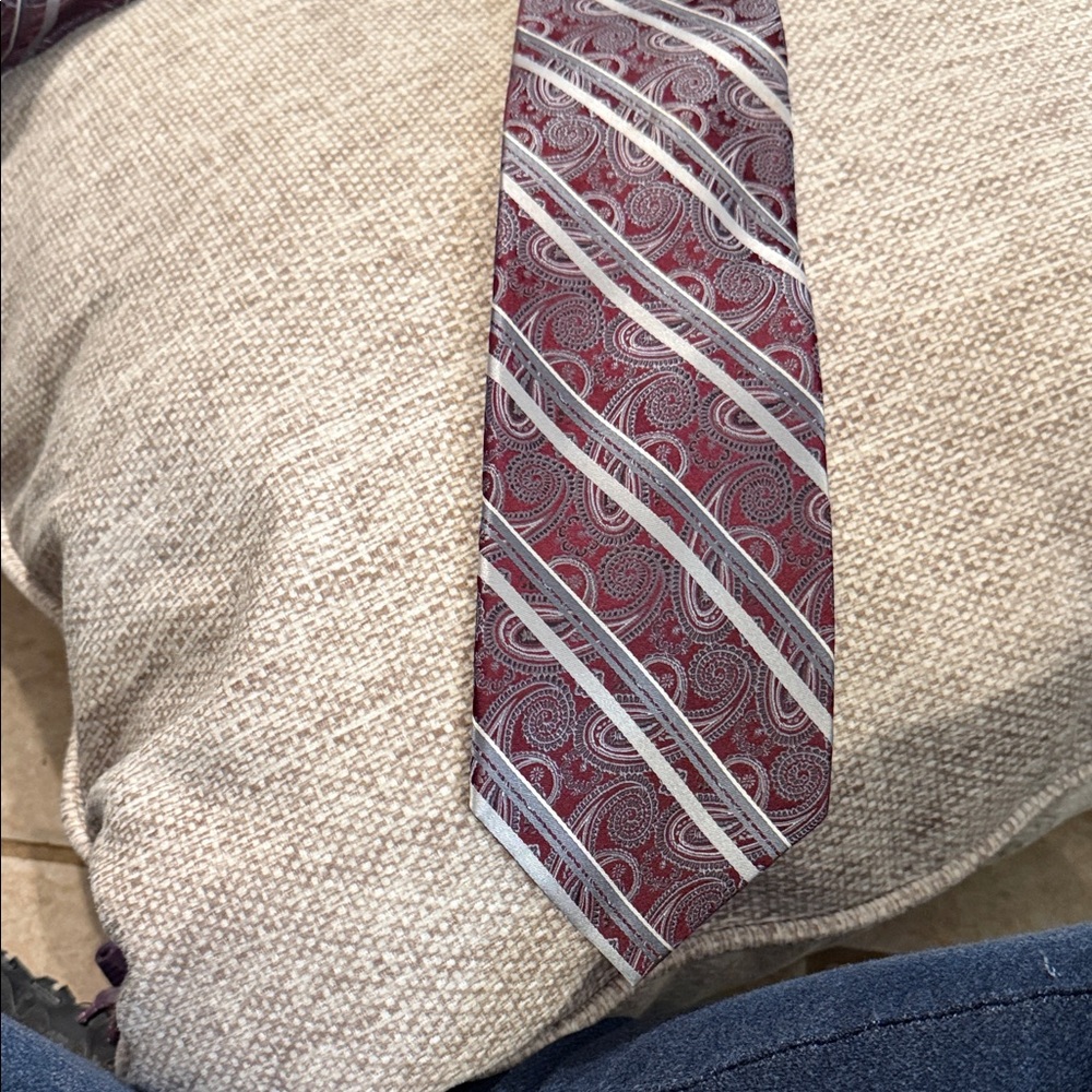 Pronto Uomo Couture
Elegant Paisley Red and Silver Necktie